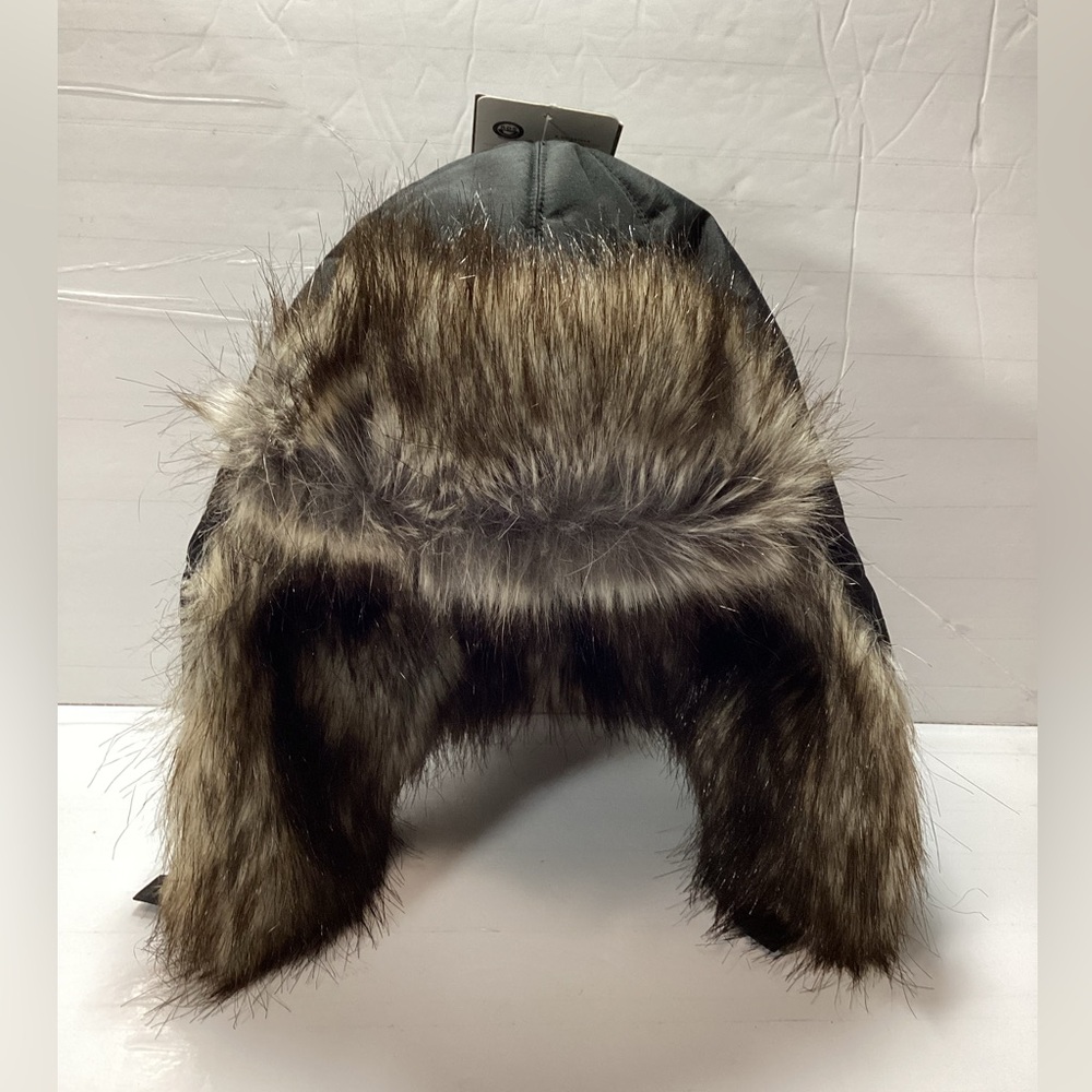 Eddie Bauer Man's Black Winter Hat with Faux Fur Trim